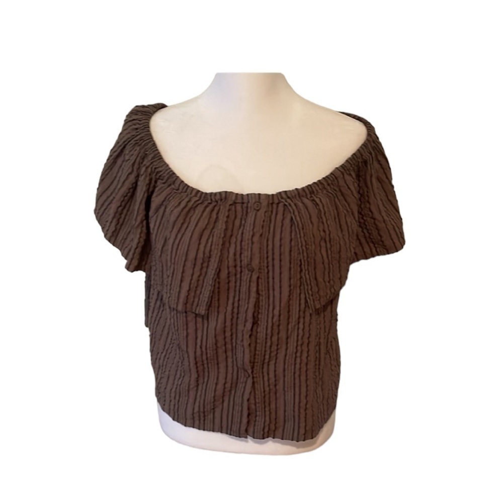 WOMENS O’Neill off the shoulder top BROWN SIZE L Large​​​​​​​​​ - Picture 3 of 11